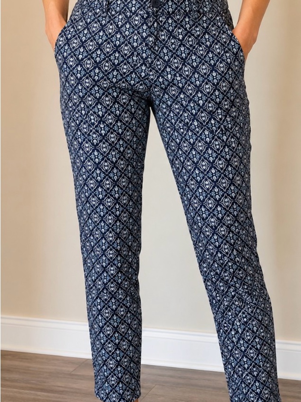 St. John's Bay Navy Printed Slim Leg Pants